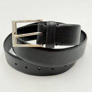 Michael Kors Genuine Leather Belt Mens Size 38 Black Silver Buckle Dress 1.5" W